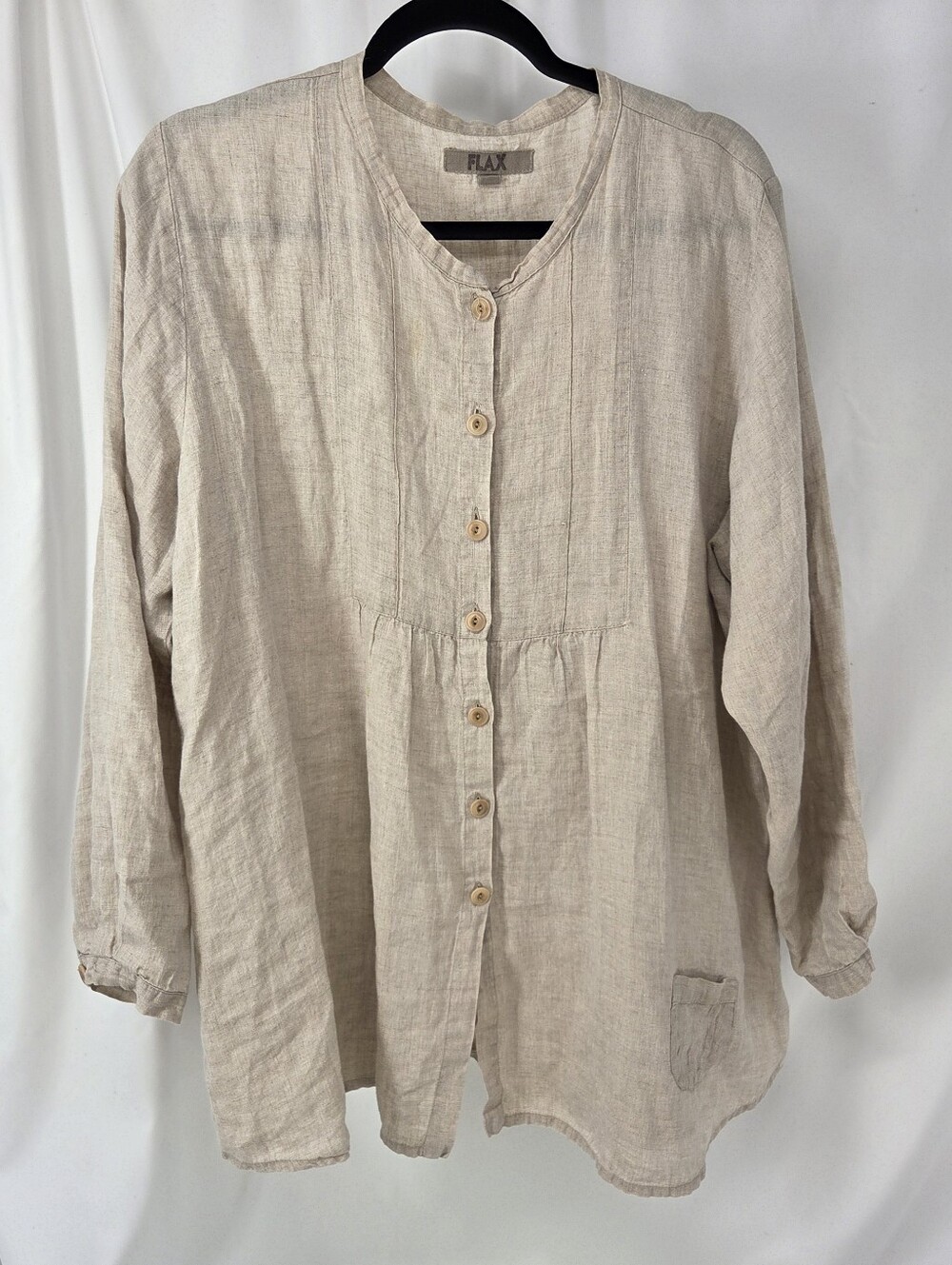FLAX 100% Linen Button Front Top Medium Lagenlook